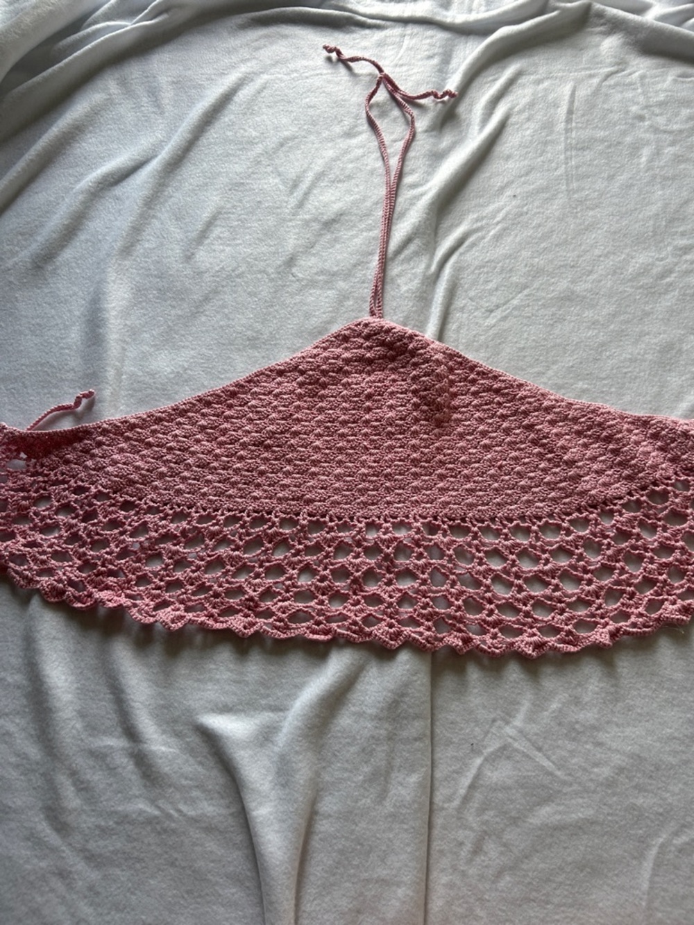Crochet Halter Tank Top - Dusty Rose
